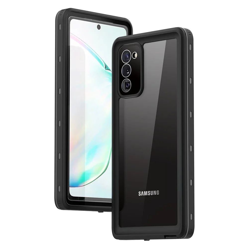 REDPEPPER for Samsung Galaxy Note20 4G/5G IP68 Waterproof Phone Case [Support Fingerprint Unlock ] [Clear Back] - Black - 1