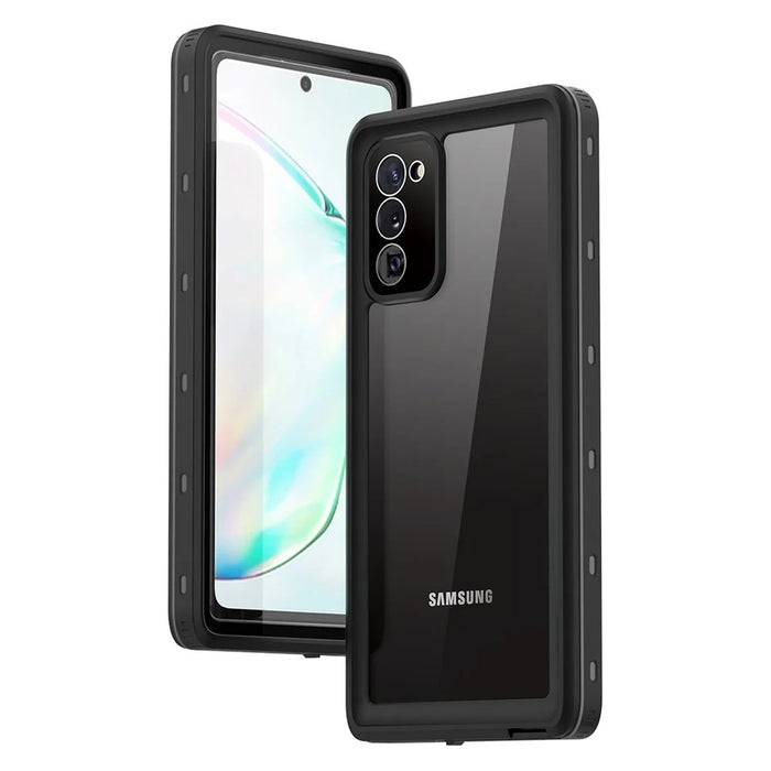 REDPEPPER for Samsung Galaxy Note20 4G/5G IP68 Waterproof Phone Case [Support Fingerprint Unlock ] [Clear Back] - Black - 1