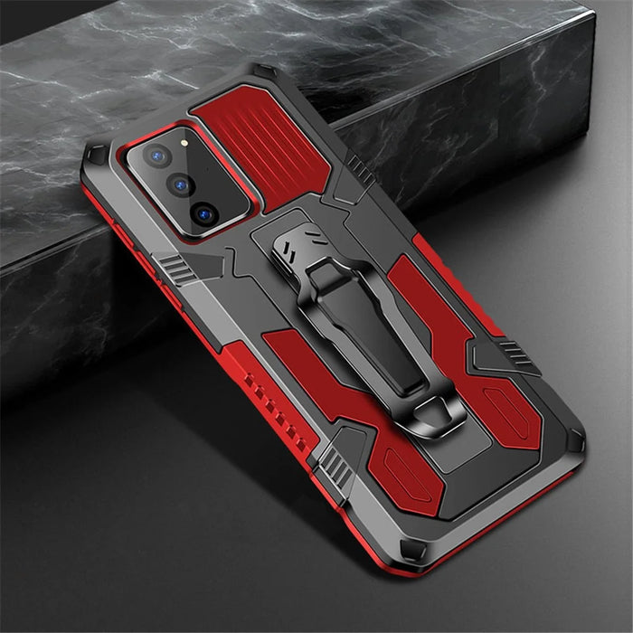 Kickstand Back Clip Plastic + TPU Hybrid Protector Cover for Samsung Galaxy Note20 4G/5G - Red - 1