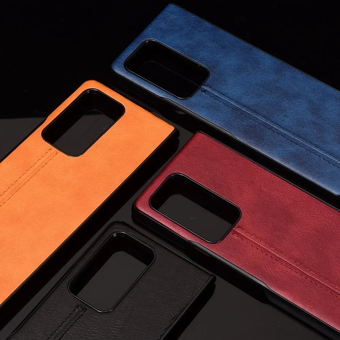 PU Leather Coated PC + TPU Shell for Samsung Galaxy Z Fold2 5G - Black - 7