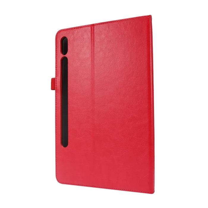 Crazy Horse Protector Card Slot Stand Leather Case for Samsung Galaxy Tab S7 / S8 - Red - 2