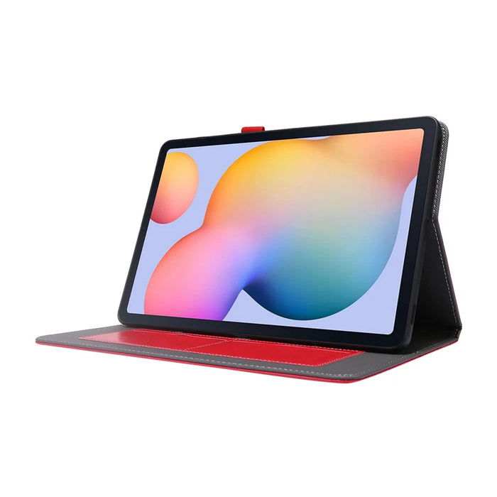 Crazy Horse Protector Card Slot Stand Leather Case for Samsung Galaxy Tab S7 / S8 - Red - 4