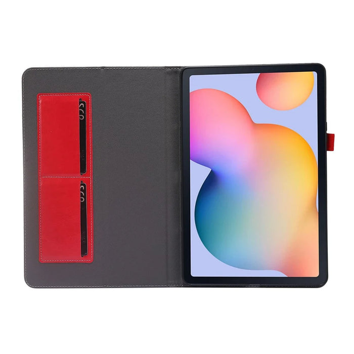 Crazy Horse Protector Card Slot Stand Leather Case for Samsung Galaxy Tab S7 / S8 - Red - 5