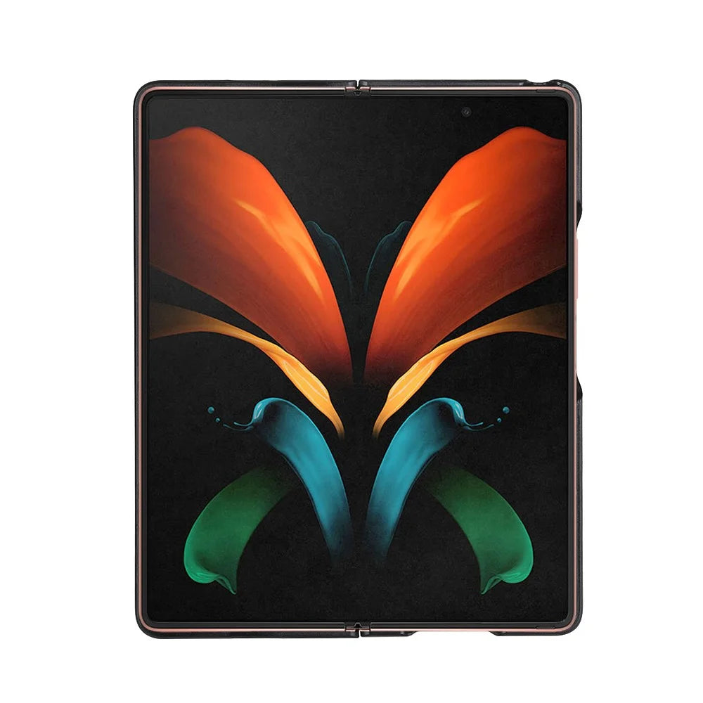 Leather Coated Hard PC Case for Samsung Galaxy Z Fold2 5G - Black - 3