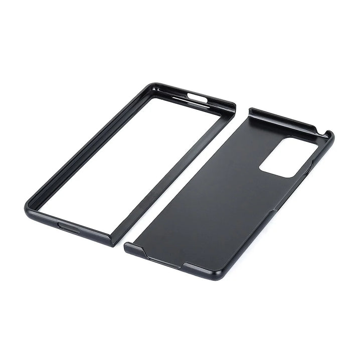 Crocodile Skin Genuine Leather Coated Hard Plastic Case for Samsung Galaxy Z Fold2 5G - Black - 4