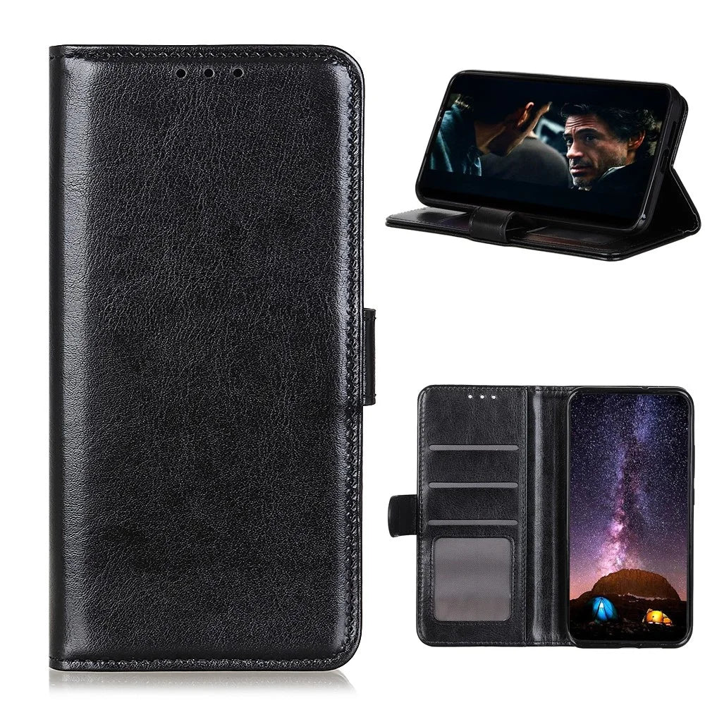 For Samsung Galaxy A42 5G Crazy Horse Texture Leather Wallet Phone Case - Black - 1