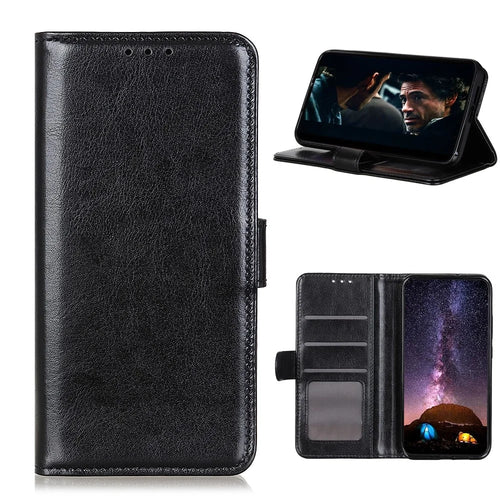 For Samsung Galaxy A42 5G Crazy Horse Texture Leather Wallet Phone Case - Black - 1