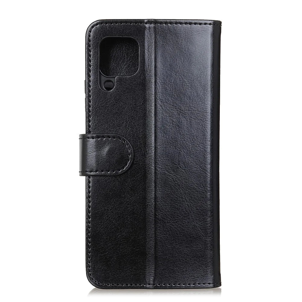 For Samsung Galaxy A42 5G Crazy Horse Texture Leather Wallet Phone Case - Black - 5