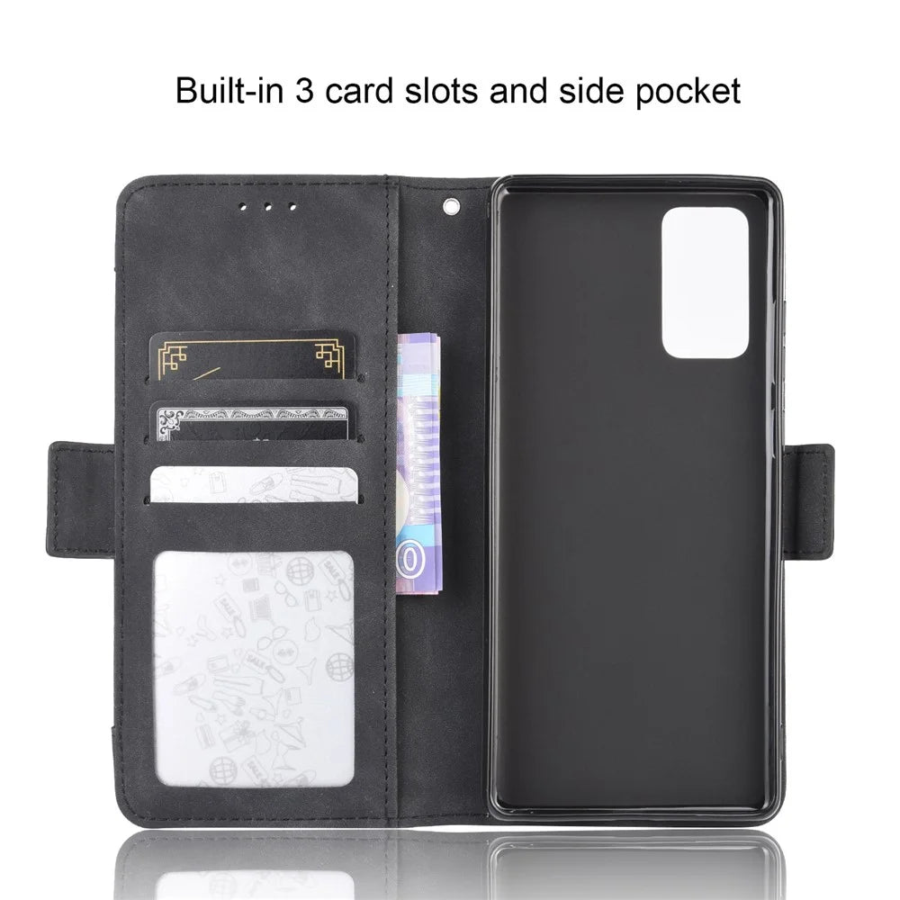 Protector Wallet Leather Stand Case for Samsung Galaxy S20 FE 4G/5G/S20 Lite/S20 FE 2022/S20 Lite Anti-Scratch Surface Leather Shell - Black - 6