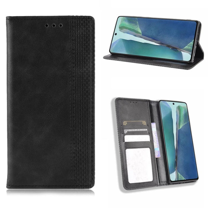 Vintage Protector Wallet Stand Leather Cover for Samsung Galaxy S20 Lite/S20 Fan Edition/FE 4G/5G - Black - 1