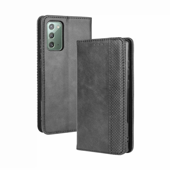 Vintage Protector Wallet Stand Leather Cover for Samsung Galaxy S20 Lite/S20 Fan Edition/FE 4G/5G - Black - 2