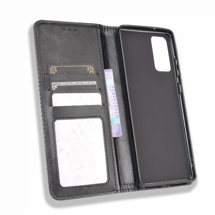 Vintage Protector Wallet Stand Leather Cover for Samsung Galaxy S20 Lite/S20 Fan Edition/FE 4G/5G - Black - 5