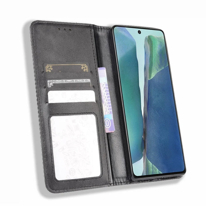 Vintage Protector Wallet Stand Leather Cover for Samsung Galaxy S20 Lite/S20 Fan Edition/FE 4G/5G - Black - 6