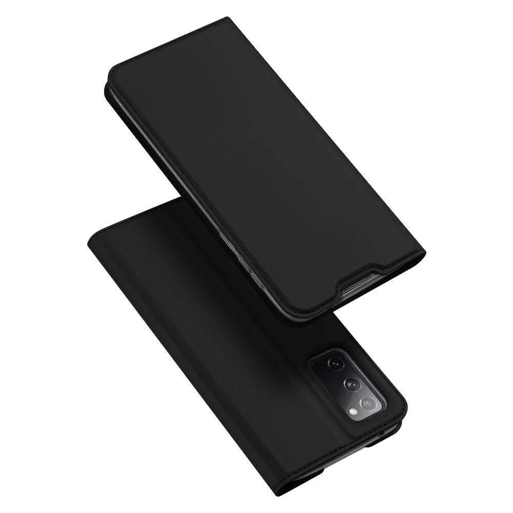 DUX DUCIS Skin Pro Series Card Slot PU Leather Phone Cover for Samsung Galaxy S20 FE 4G/5G/S20 Lite/S20 FE 2022 - Black - 1
