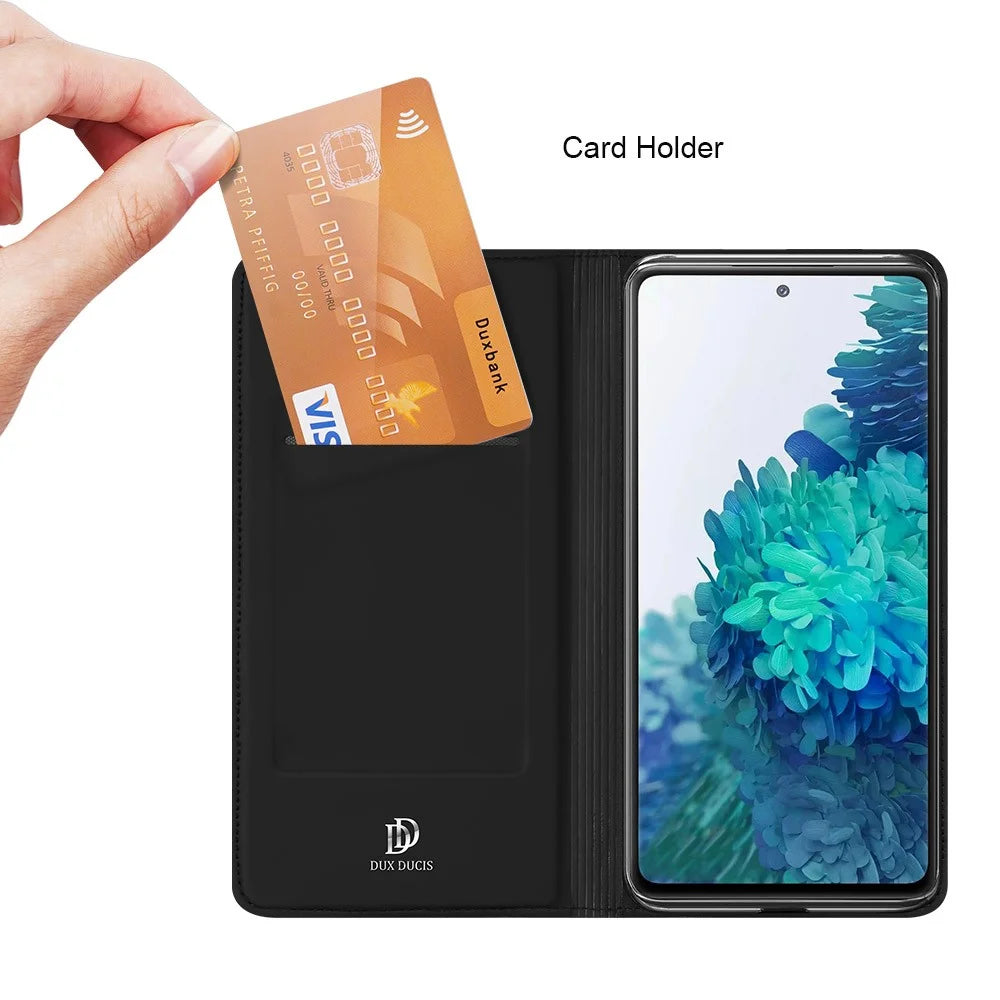 DUX DUCIS Skin Pro Series Card Slot PU Leather Phone Cover for Samsung Galaxy S20 FE 4G/5G/S20 Lite/S20 FE 2022 - Black - 5