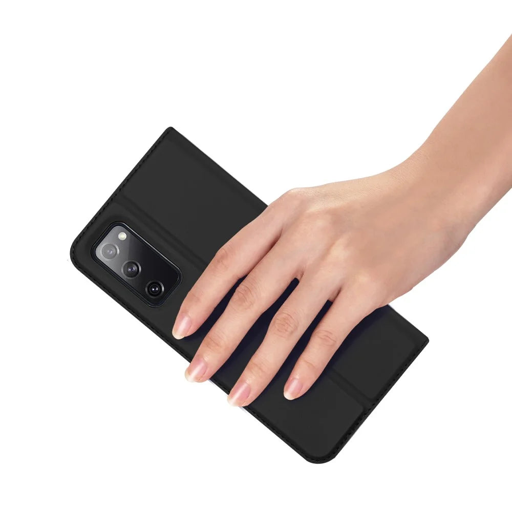 DUX DUCIS Skin Pro Series Card Slot PU Leather Phone Cover for Samsung Galaxy S20 FE 4G/5G/S20 Lite/S20 FE 2022 - Black - 6