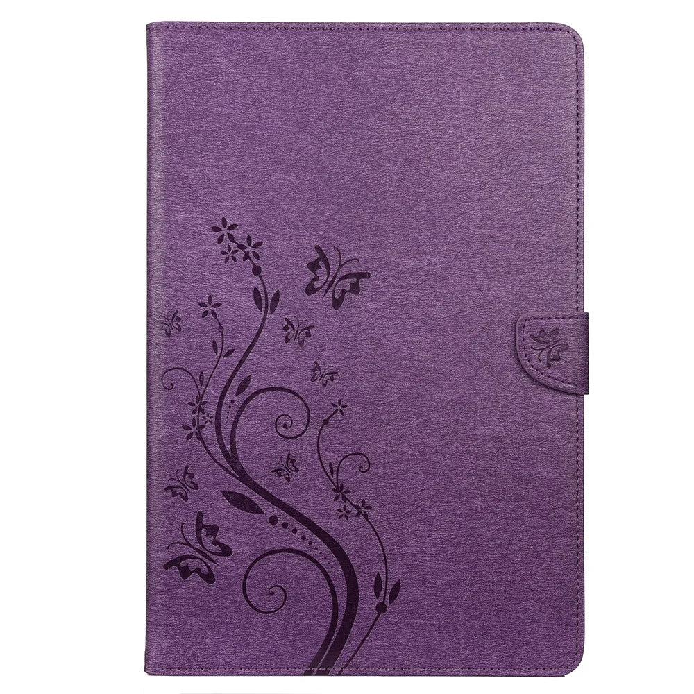 Butterflies Imprint Wallet Stand Flip Leather Tablet Cover for Samsung Galaxy Tab S7+ / T970 / S8+ - Purple - 2