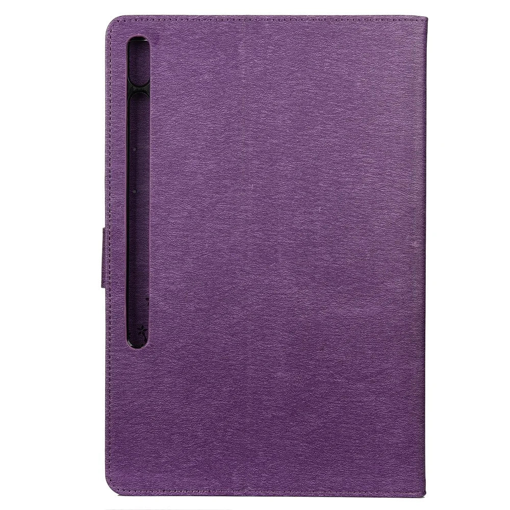 Butterflies Imprint Wallet Stand Flip Leather Tablet Cover for Samsung Galaxy Tab S7+ / T970 / S8+ - Purple - 3