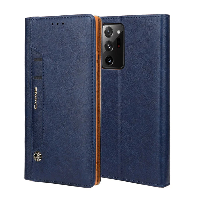 CMAI2 Leather Stand Case with Card Slots for Samsung Galaxy Note20 4G/5G - Blue - 1