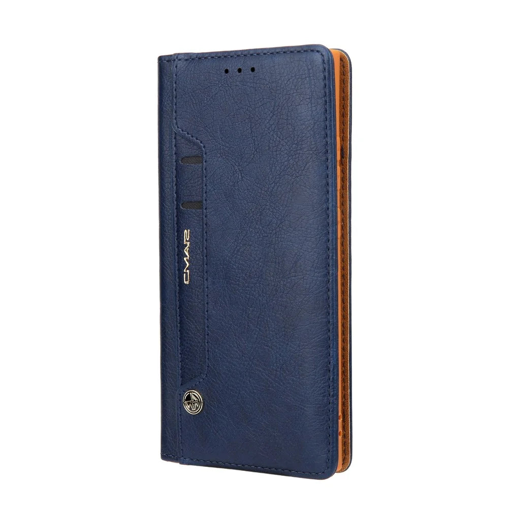 CMAI2 Leather Stand Case with Card Slots for Samsung Galaxy Note20 4G/5G - Blue - 2