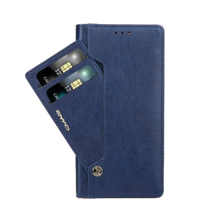CMAI2 Leather Stand Case with Card Slots for Samsung Galaxy Note20 4G/5G - Blue - 4