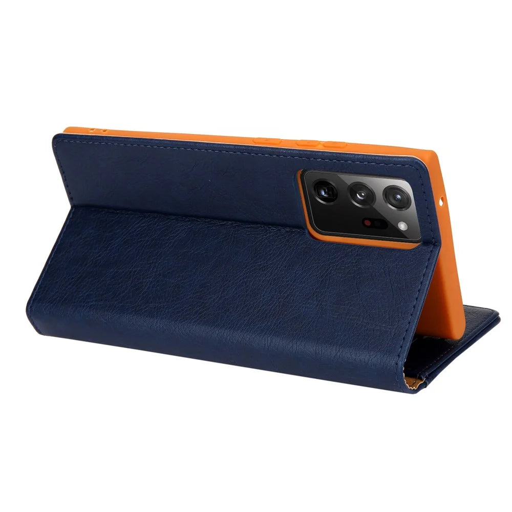 CMAI2 Leather Stand Case with Card Slots for Samsung Galaxy Note20 4G/5G - Blue - 7