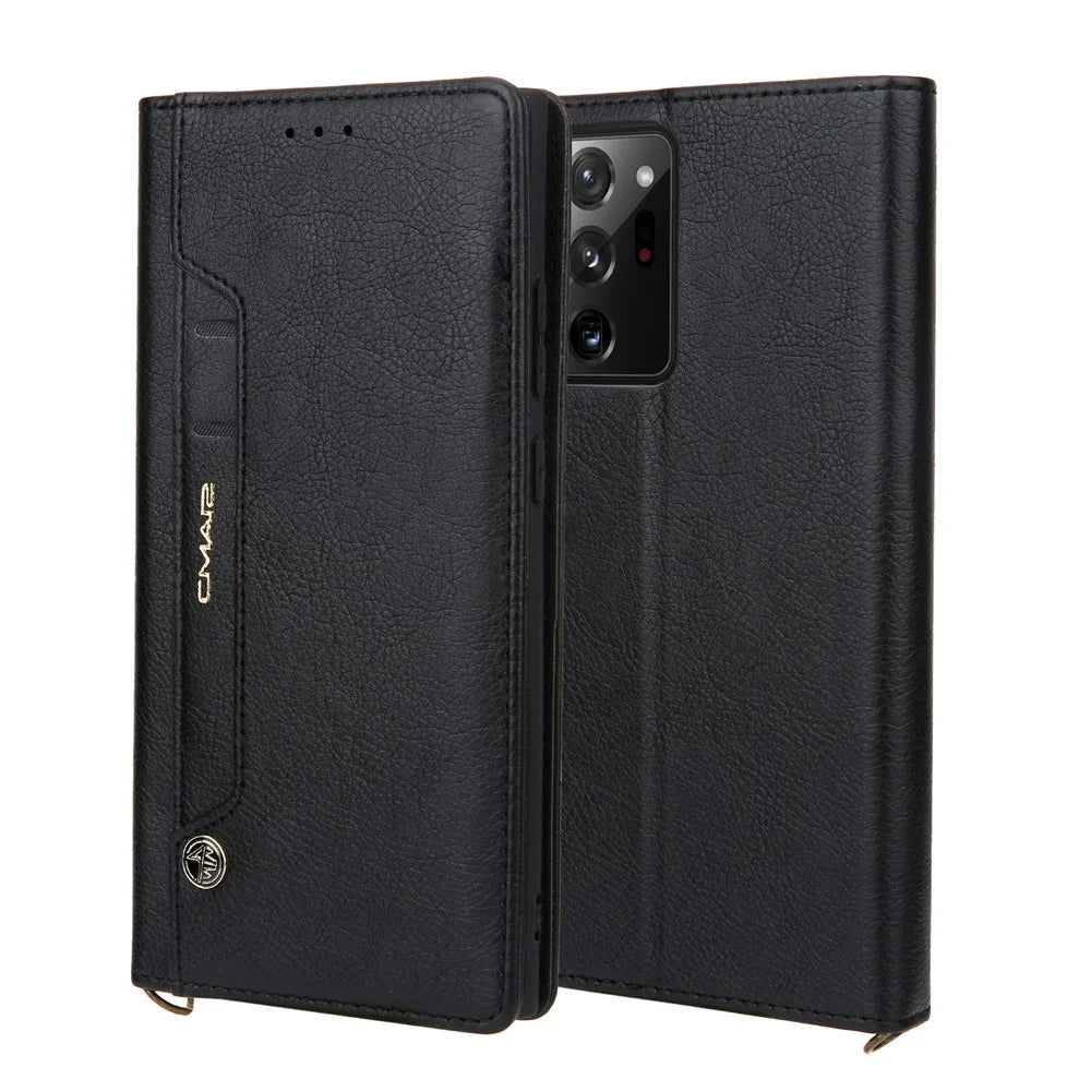 CMAI2 PU Leather Card Holder Case for Samsung Galaxy Note20 4G/5G - Black - 1
