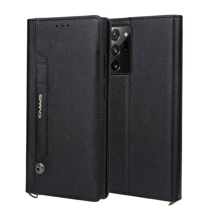 CMAI2 PU Leather Card Holder Case for Samsung Galaxy Note20 4G/5G - Black - 1