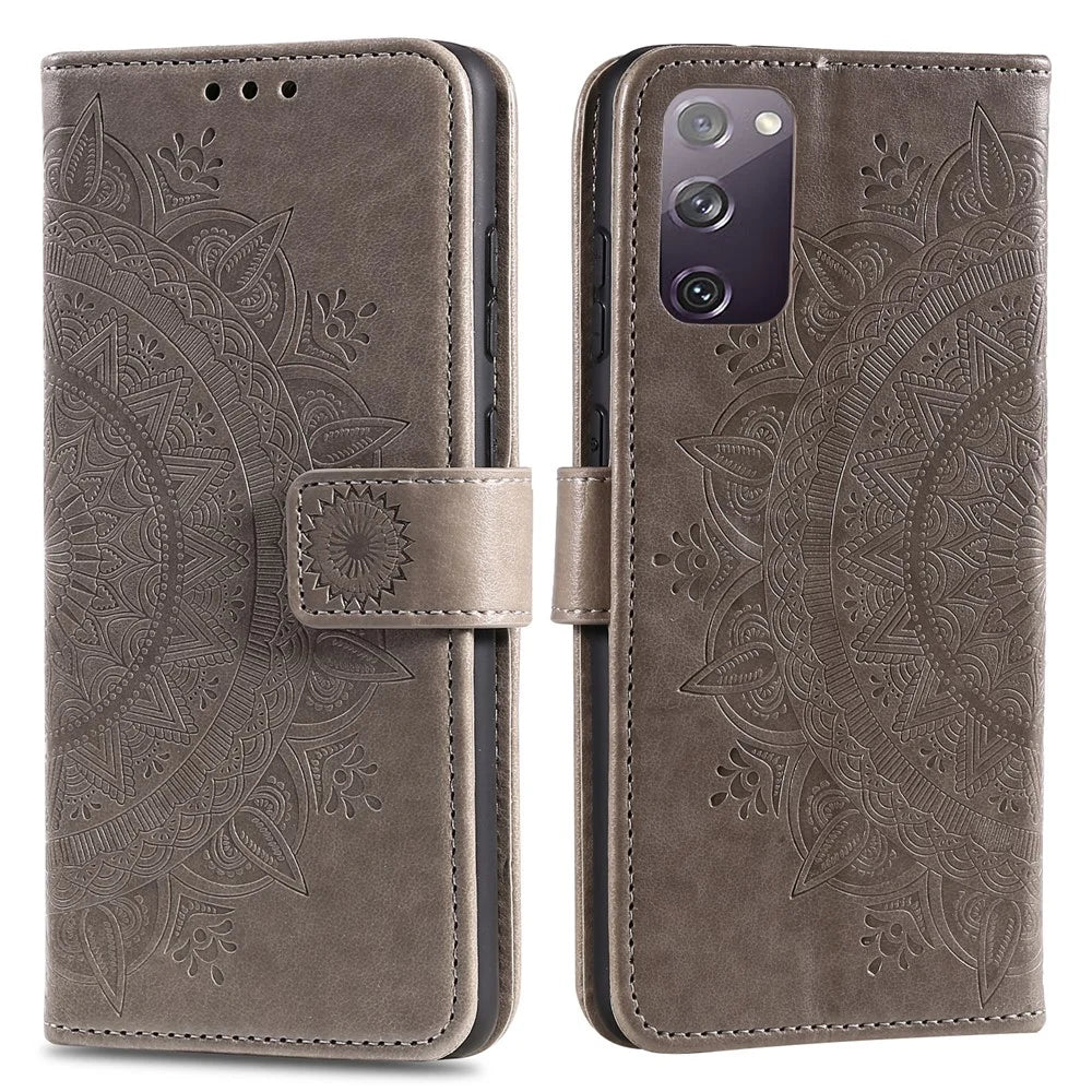 Imprint Flower Leather Cover for Samsung Galaxy S20 FE 4G/5G/S20 Lite/S20 FE 2022 - Grey - 1