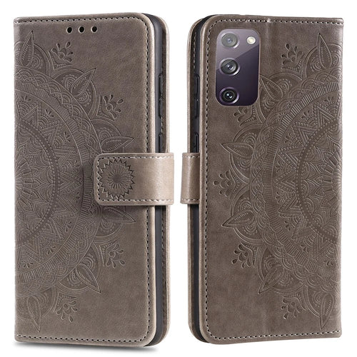Imprint Flower Leather Cover for Samsung Galaxy S20 FE 4G/5G/S20 Lite/S20 FE 2022 - Grey - 1