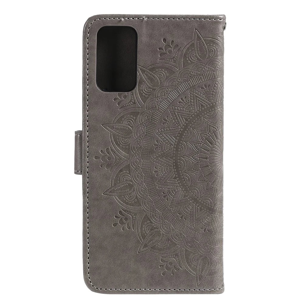 Imprint Flower Leather Cover for Samsung Galaxy S20 FE 4G/5G/S20 Lite/S20 FE 2022 - Grey - 3