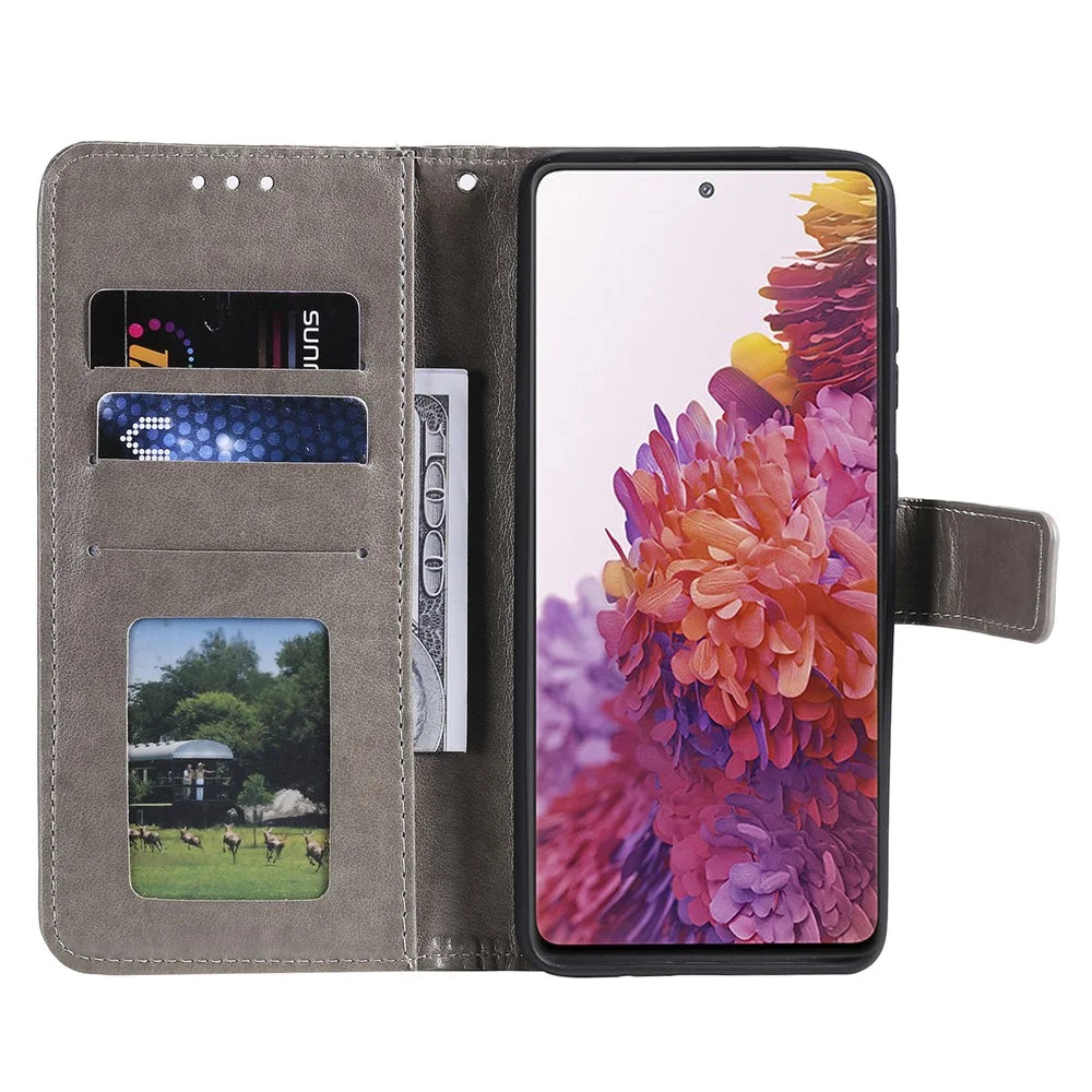 Imprint Flower Leather Cover for Samsung Galaxy S20 FE 4G/5G/S20 Lite/S20 FE 2022 - Grey - 6
