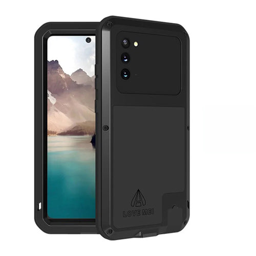LOVE MEI for Samsung Galaxy Note20 4G / 5G Shockproof Dropproof Dustproof Silicone + Metal Cover (without Tempered Glass) - Black - 1