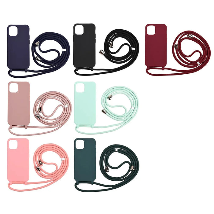 Soft TPU Case with Multi-function Lanyard for iPhone 12 /12 Pro Cover - Baby Black - 3