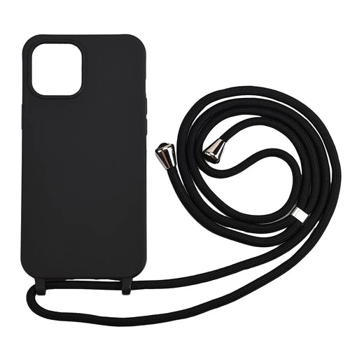 Soft TPU Case with Multi-function Lanyard for iPhone 12 Pro Max Phone Cover - Black - 1