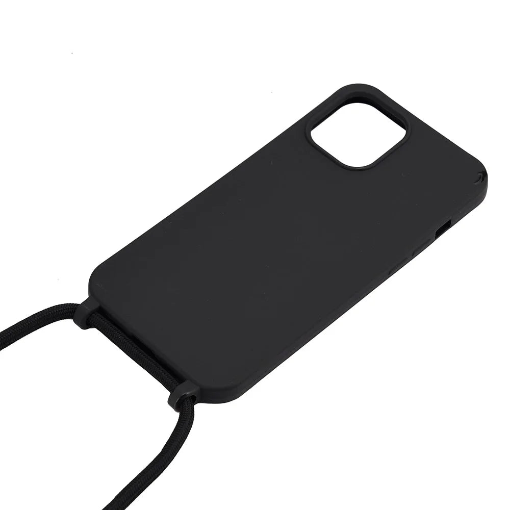 Soft TPU Case with Multi-function Lanyard for iPhone 12 Pro Max Phone Cover - Black - 2