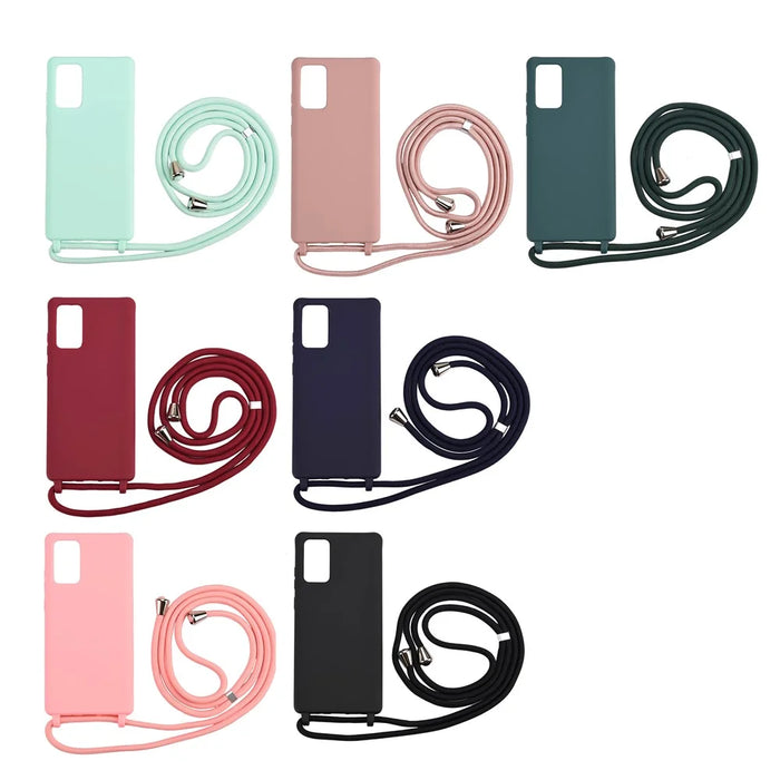 Soft Protector TPU Case with Lanyard for Samsung Galaxy Note20 4G/5G Phone Shell - Black - 3