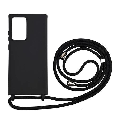 Soft TPU Case with Lanyard for Samsung Galaxy Note20 Ultra /Note20 Ultra 5G Shell - Black - 1