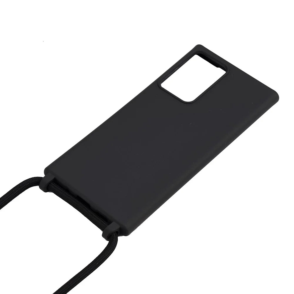 Soft TPU Case with Lanyard for Samsung Galaxy Note20 Ultra /Note20 Ultra 5G Shell - Black - 2