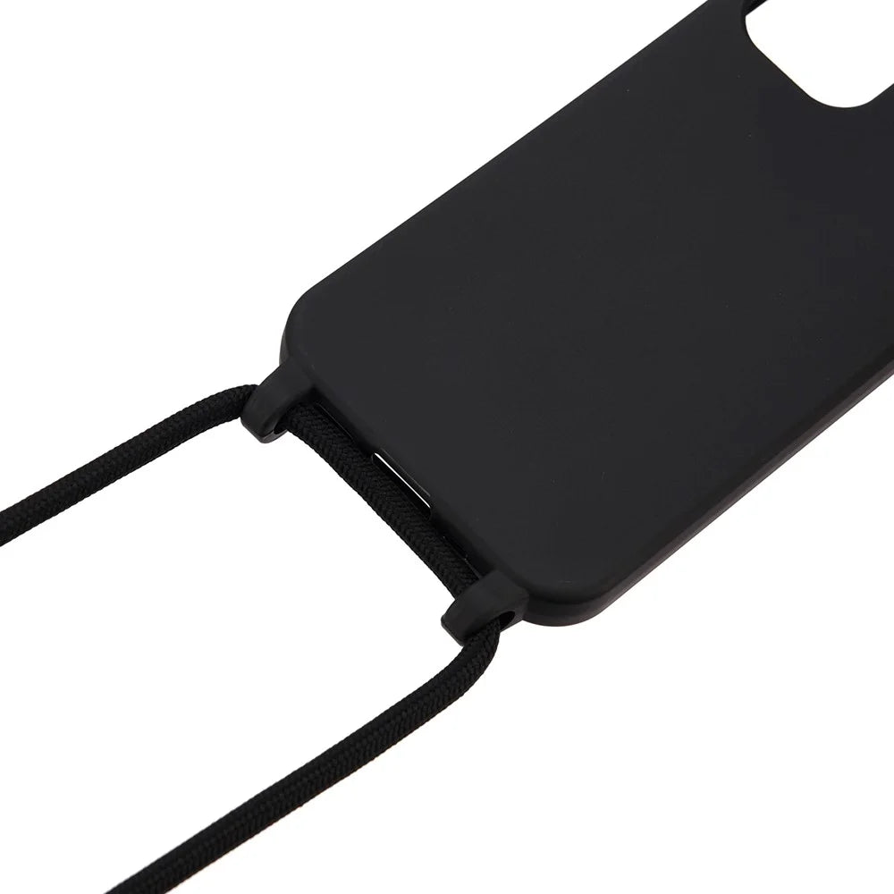 Soft Protector TPU Case with Multi-function Lanyard for iPhone 12 mini Phone Cover - Black - 2