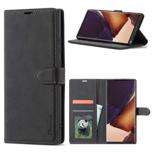 FORWENW F1 Series Leather Wallet Stand Cover Case for Samsung Galaxy Note20 4G/5G - Black - 1