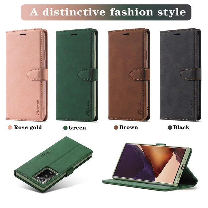 FORWENW F1 Series Leather Wallet Stand Cover Case for Samsung Galaxy Note20 4G/5G - Black - 5