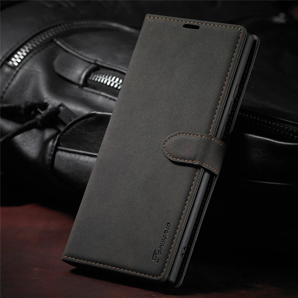 FORWENW F1 Series Leather Wallet Stand Cover Case for Samsung Galaxy Note20 4G/5G - Black - 7