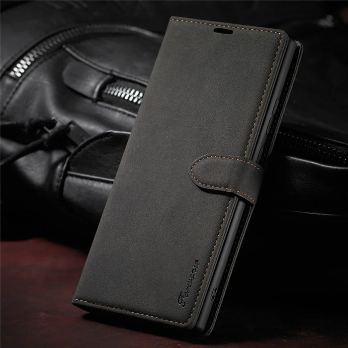 FORWENW F1 Series Leather Wallet Stand Cover Case for Samsung Galaxy Note20 4G/5G - Black - 7