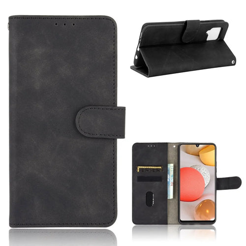 Skin-touch Leather Case for Samsung Galaxy A42 5G - Black - 1
