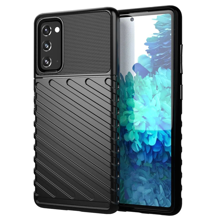 Thunder Series Twill Texture Soft TPU Phone Case for Samsung Galaxy S20 FE 4G/5G/S20 Lite/S20 FE 2022 - Black - 1