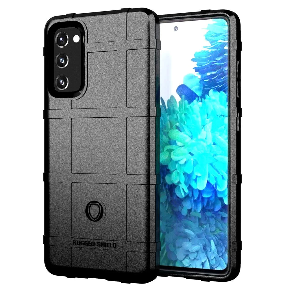 Shock-proof Rugged Square Grid Skin TPU Back Shell for Samsung Galaxy S20 FE 4G/5G/S20 Lite/S20 FE 2022 - Black - 1