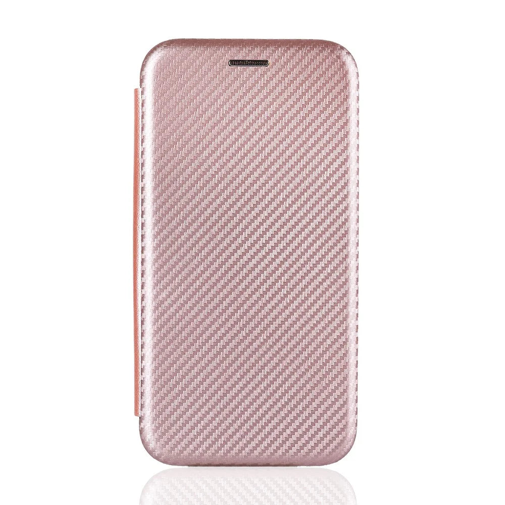 Carbon Fiber Skin Auto-absorbed Leather Cover for Samsung Galaxy M51 - Rose Gold - 3