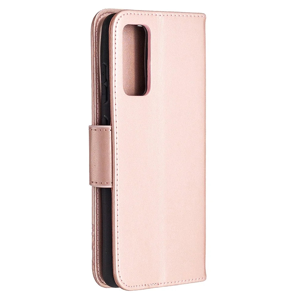 Imprint Butterflies with Wallet Leather Cover for Samsung Galaxy S20 FE 4G / FE 5G / S20 Lite / S20 FE 2022 - Rose Gold - 3