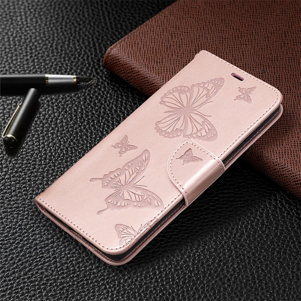 Imprint Butterflies with Wallet Leather Cover for Samsung Galaxy S20 FE 4G / FE 5G / S20 Lite / S20 FE 2022 - Rose Gold - 7